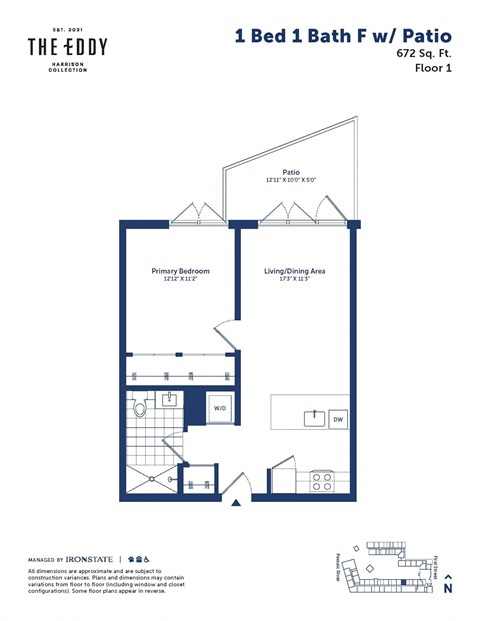 a floor plan of a 1 bed 1 bath fv apt